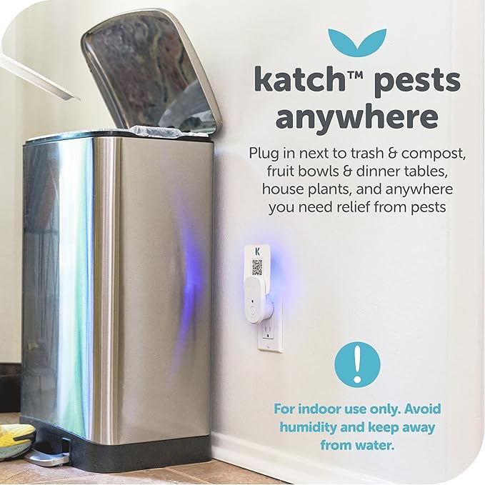 Katchy Plug-in Bug Trap Indoor – Fly Catcher for Mosquito, Gnat, Fruit Fly & Small Moth – Blue Light, Chemical-Free & Eco-Friendly – All Indoor Areas: Kitchen, Living Room & Plants (1 Pack)