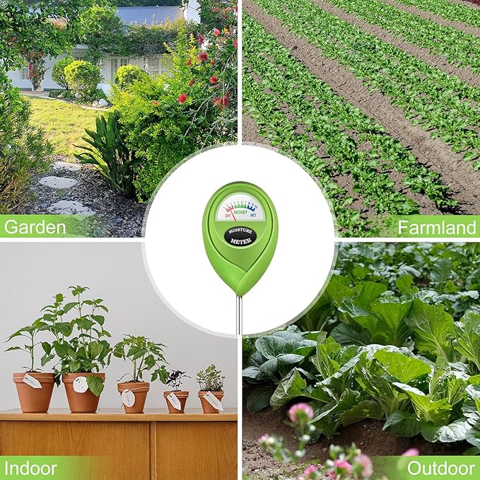 iPower Soil Moisture Meter for Plant Water Test Hygrometer Monitor for Garden, Lawn, Farm, Indoor and Outdoor Use, Green