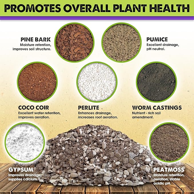 DUSPRO Recycle 4QRT Pre-Mixed House Plant Potting Mix 7in1 with Potting Soil Indoor Plants, Tropical Indoor Potting Soil with Pine Bark, Pumice, Coco Coir, Perlite, Worm Castings, Gypsum, Peat Moss