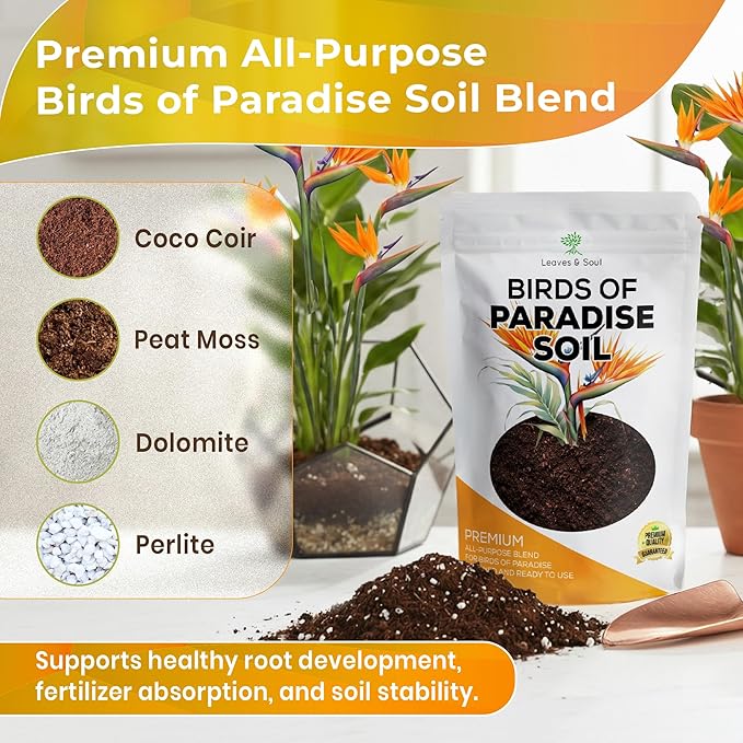 Professional Birds of Paradise Soil | Premium All Purpose Blend | Extra Large 8.2 Quarts | Ready to Use for Indoor Plants | Peat Moss, Coco Coir, Perlite, Dolomite