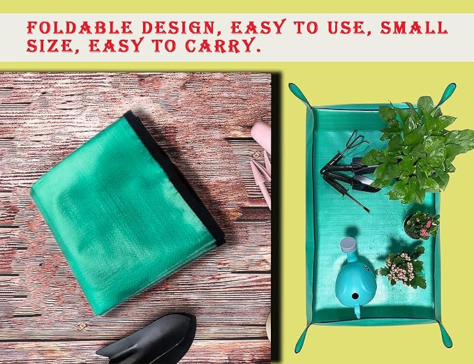 BIUWING 2PCS Repotting Mat for Indoor Plant Transplanting and Mess Control, 43" X 29" Waterproof Plant Potting Mat Foldable Gardening Succulent Plant Mat Large, with 30 Pieces Pot Hole Mesh Pads