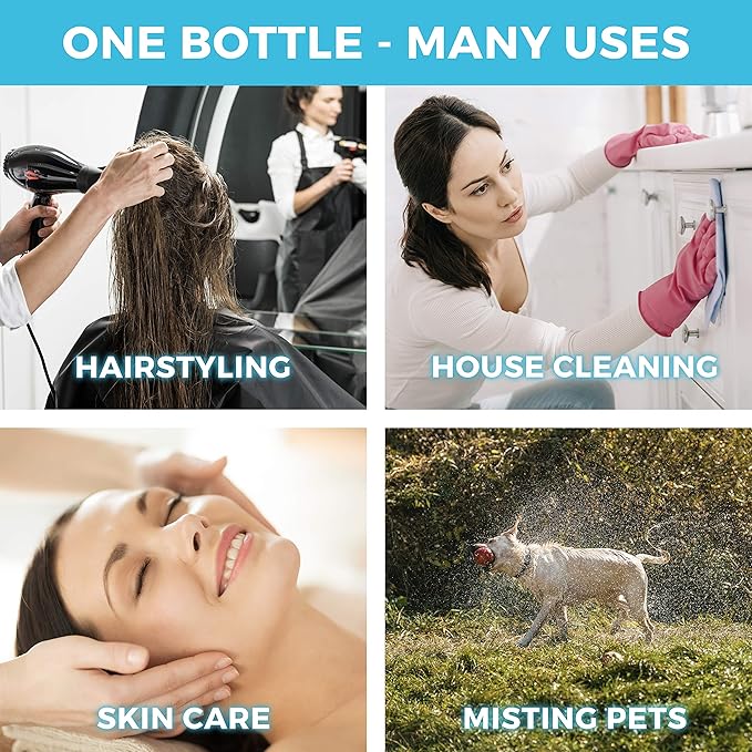 Ultra Fine - Durable - Empty Continuous Spray Bottle - Water Mister For Hairstyling, Plants, Cleaning, Cooking, Misting & Skin Care (5oz)
