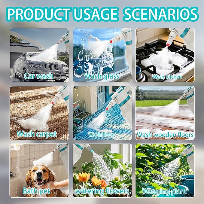 Electric Foam Sprayer Car Wash, 0.5Gallon 2L Rechargeable Battery Power Display Auto Pressure Foamer Spray Bottle, 2 Nozzles Mode Spray