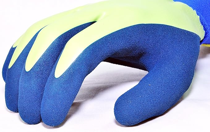 G & F 1536L-6 6 PAIR PACK Aqua Gardening Men's Gloves with Double Microfoam Latex Water Resistant Palm， Men's Large Size