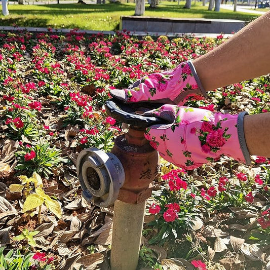 YRTSH Leather Gardening Gloves for Women, Flexible Breathable Garden Gloves, Thorn Proof Working Gloves for Weeding, Digging and Pruning, Large, Pink
