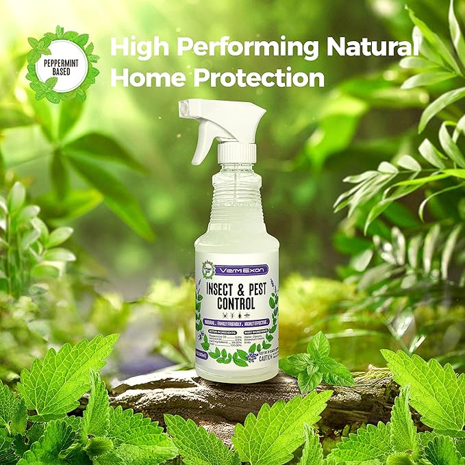 VermExon Peppermint Oil Insect & Pest Control Spray – 32oz Natural Plant-Based Bug Killer for Spiders, Ants, Flies, and Other Insects, Safe for Home & Kitchen Use