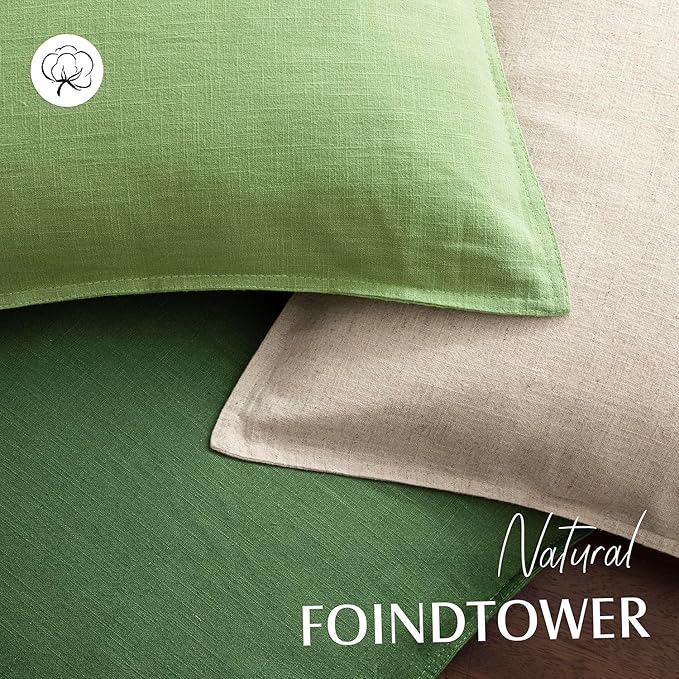 Foindtower Pack of 2, Decorative Linen Soild Throw Pillow Covers Soft Accent Euro Cushion Case Boho Farmhouse Pillowcase for Chair Couch Sofa Bedroom Living Room Home Decor 18 x 18 Inch Lime Green