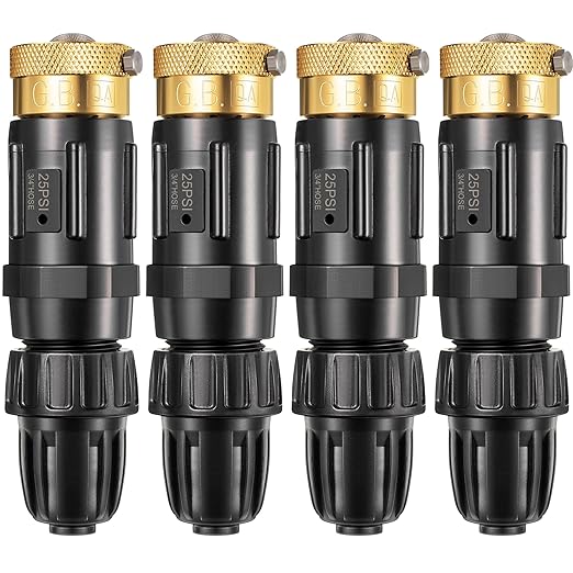 Feekoon 4 Set 25 Psi Drip Irrigation Faucet Adapter Kit 1/2'' Irrigation Tubing to 3/4'' Faucet Water Pressure Regulator Backflow Preventer with Filter, Drip System Parts