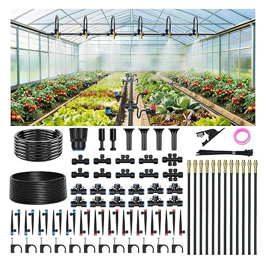 Drip Irrigation Kit for Garden, Automatic Watering System with Quick Connect Fittings, Adjustable Spray Nozzles, Water Saving Irrigation System for Yard, Greenhouse, Lawn & Potted Plants (106FT)