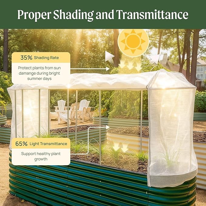 Vego garden 4' x 8' (10 in 1) Cover Netting System, 35% Shading Rate for Plant Protection, Pest Control Frame Cover Kit, Durable & Heavy-Duty Garden Cover (Garden Beds Not Included)