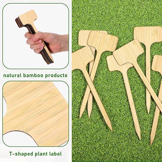 20 PCS T-Type Plant Labels for Seedlings Wood, Extra Long Wooden Garden Labels for Plants, Upgrade and Reinforcement Wooden Plant Label for Outdoor Garden Waterproof Indoor Flowers Vegetables