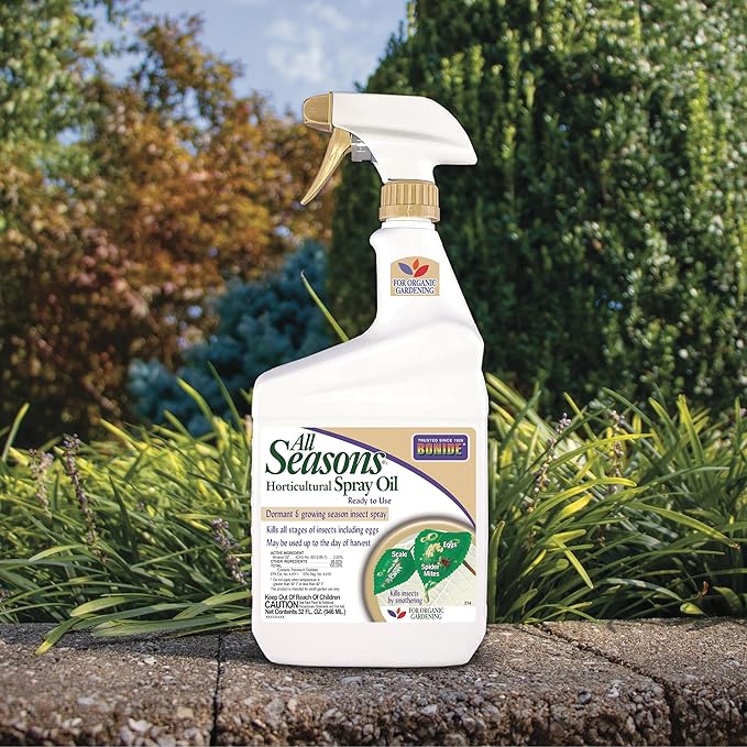 Bonide All Season Horticultural & Dormant Spray Oil, 32 oz Ready-to-Use Spray, Disease Prevention and Insect Killer for Organic Gardening