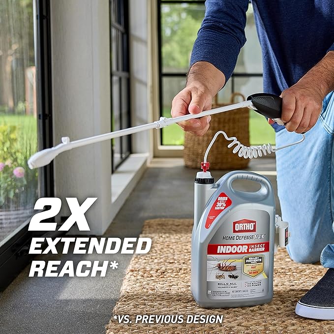 Ortho Home Defense Max Indoor Insect Barrier with Extended Reach Comfort Wand - Ready-To-Use Home Bug Spray, Kills Ants, Roaches, Spiders, Fleas and Ticks, 1 gal.