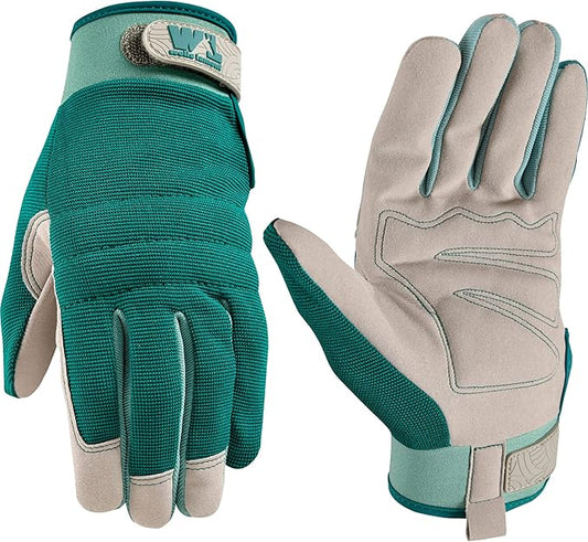 Wells Lamont Women's High Dexterity Adjustable Work and Gardening Gloves, Green, Large (7754L)
