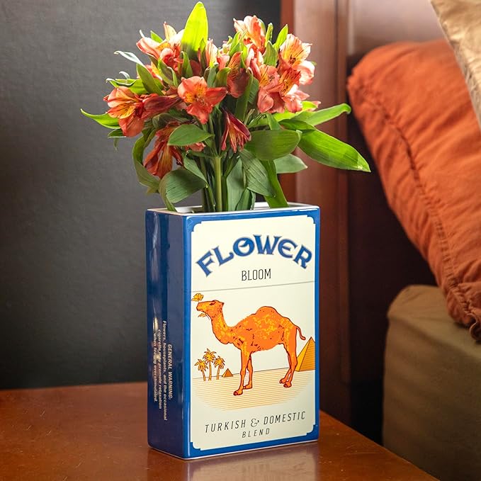 Vintage Inspired Flower Vase - Dopamine Decor - Ceramic Vases - Funky, Retro, Quirky, Unique Home Decor Aesthetic - Living Room Accents - Pots for Plants (Orange)