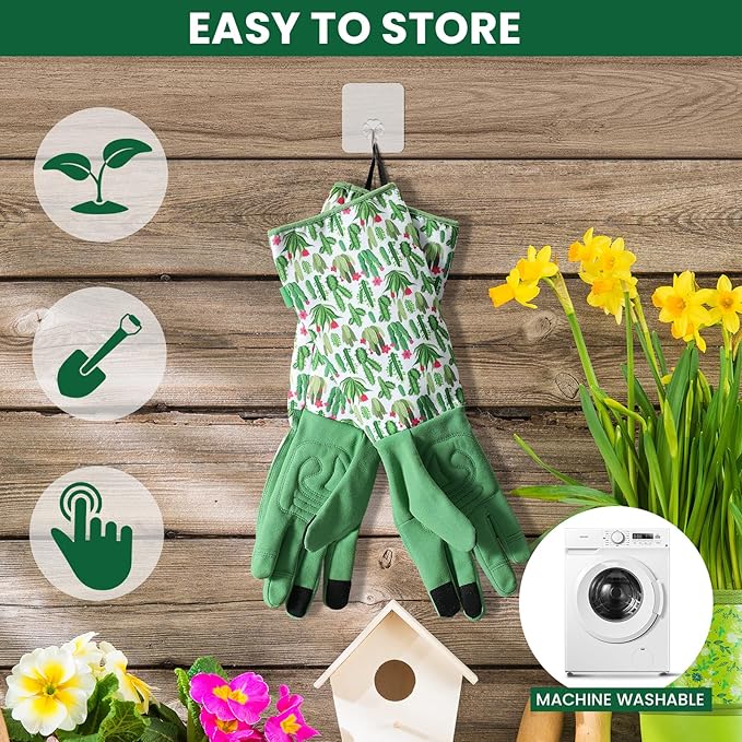 Trifabricy Gardening Gloves for Women, Breathable Leather Garden Gloves with Grip, Thorn-Proof Puncture-Resistant Work Gloves
