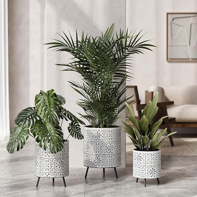 EverNest Tristan Neutral Minimal White and Black Modern Style Planter with Nyra Stand, SelectBase Plant Pots, Indoor Planter, Boho Home Decor, Minimalist Pot for Plants (Medium, Black)