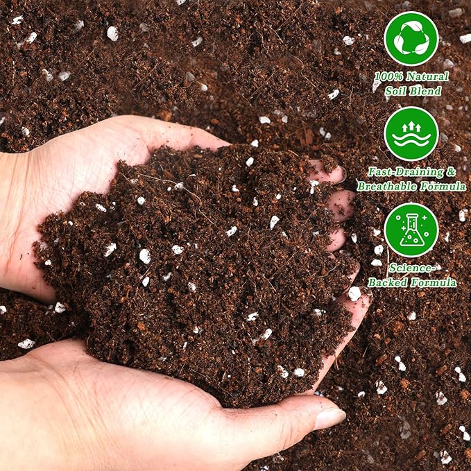 Premium Tropical Potting Mix with Perlite 10qt- Natural Organic Potting Soil for Superior Drainage & Breathability