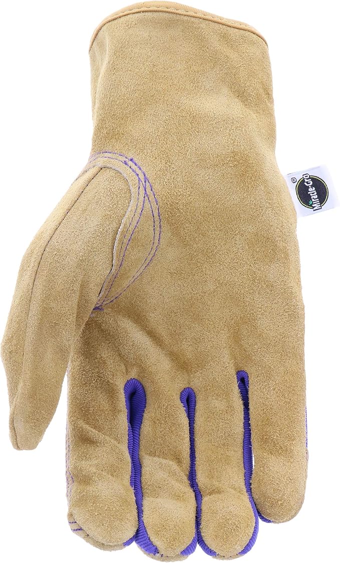 Miracle Gro MG23080 Landscaping Work Gloves- [1 Pair, Medium/Large] Split Cowhide Leather Palm Gloves with Shirred Elastic Wrist (Pack of 2)