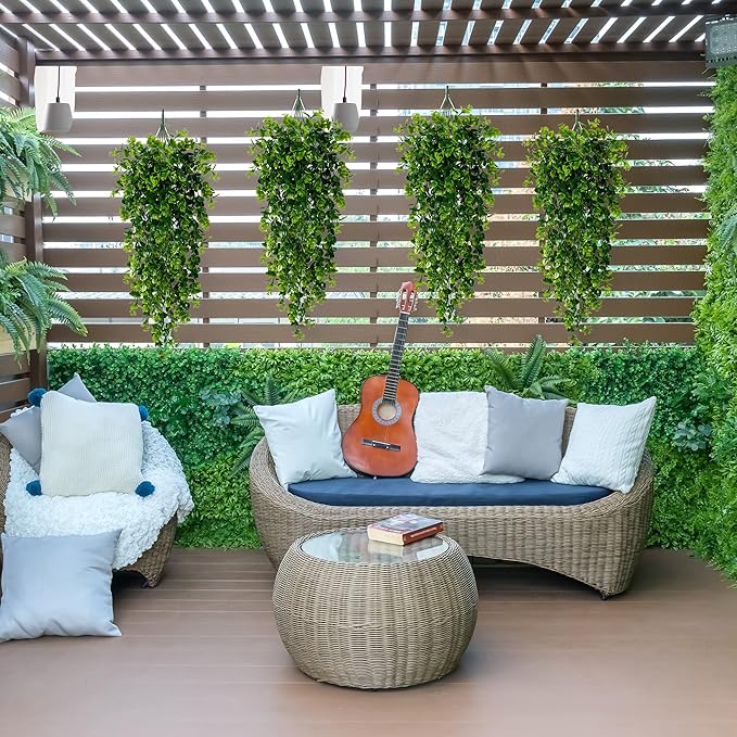 Sggvecsy 8 Pack Artificial Hanging Plants Fake Hanging Plant Faux Hanging Eucalyptus UV Resistant Plastic Plants for Indoor Outdoor Room Wall Wedding Patio Porch Decor