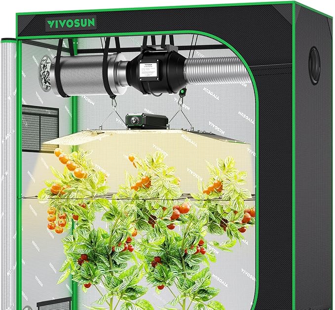 VIVOSUN Grow Tent Kit 2x4 Complete System, WiFi-Controlled Grow System with Full Spectrum LED Grow Light, Automatic Ventilation, GrowHub Outlet A22 with Temperature and Humidity Sensor