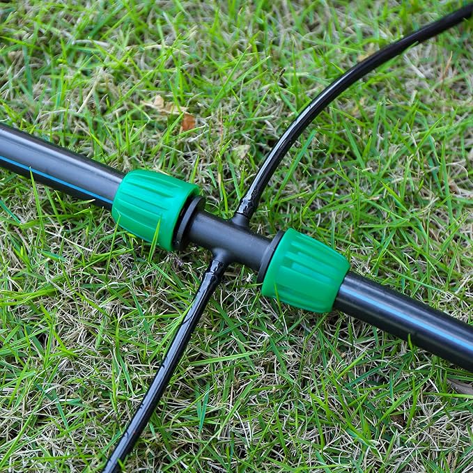 10 Pcs 1/2" to 1/4" Barbed Tee Connector, 1/2 Inch to 1/4 Inch Drip Irrigation Fittings Drip Line Reducer Tee Connectors 1/2" to 1/4" 4-Way Splitter Connectors for Garden Drip Irrigation System