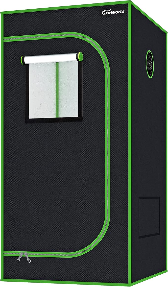 Grow Tent Kit, 24"x24"x48" Greenhouse Tent with 19mm Poles, High Reflective 600D Mylar Hydroponic Tent with Observation Windows for Indoor Plant Growing (Black, 24"x24"x48")