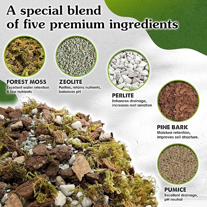 5-in-1 Orchid Potting Mix with Forest Moss, Pine Bark, Perlite, Zeolite, and Pumice – Orchid Soil, Orchid Repotting Kit for Healthy Roots, Fast Drainage, and Support for Growth 4 QRT