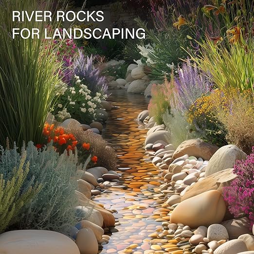 NUPICK 45lb Mix River Rocks for Outdoor Landscaping, 1-2 Inch Pebbles for Indoor Plants, Natural Polished Aquarium Gravel, Decorative Rocks for Succulent, Garden, Vases Fillers, Bird Baths