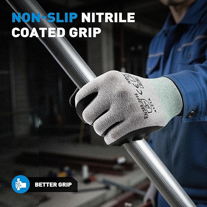 S SATC Safety Work Gloves Foam Nitrile Coated Touchscreen Knit Nylon Gloves for Men & Women, Ideal for Gardening, Warehouse