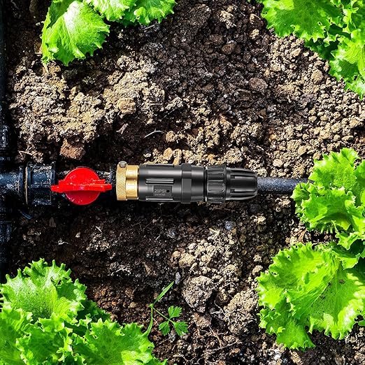 Feekoon 3 Set 25 Psi Drip Irrigation Faucet Adapter Kit 1/2'' Irrigation Tubing to 3/4'' Faucet Water Pressure Regulator Backflow Preventer with Filter, Drip System Parts
