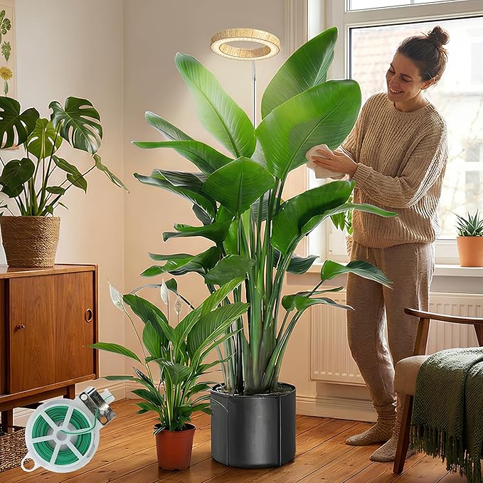 Grow Lights for Indoor Plants Full Spectrum,6.3" LED Wood Grain Plant Grow Light, 11.8-63in Height Adjustable Plant Lights Growing Lamp with Auto Timer 3H/9H/12H,10 Dimmable Levels (Wood Grain 1 Pack)