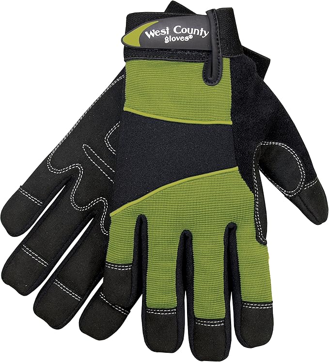 West County 013S/M Men's Gloves –Medium, Stem, Work Gloves with Four-Way Spandex Backing, Adjustable Cuff