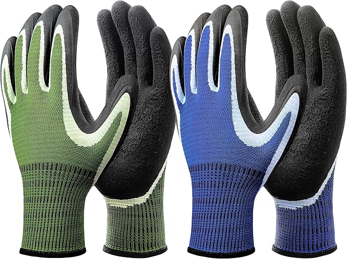 DOFOWORK Gardening Gloves - 6 Pair Gardening Gloves for Women/Men, Breathable Natural Latex Garden Gloves with Grip