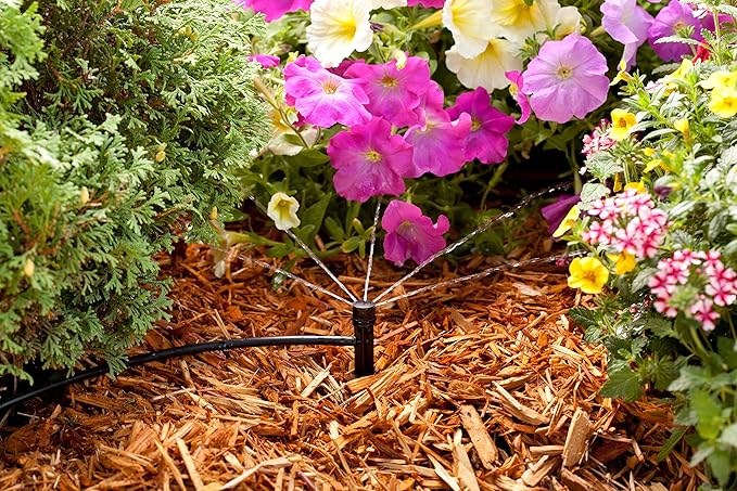 Rain Bird MBH4PKS Drip Irrigation Micro-Bubbler on Stake, 180° Half Circle Pattern, 0-3' Spray Distance, 4-Pack