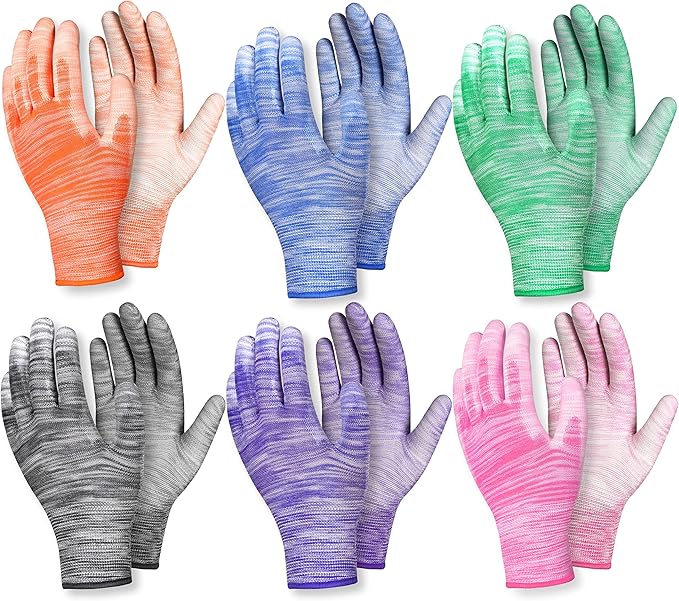 6 Pairs Gardening Gloves for Women - Breathable Rubber Coated Garden Gloves, Multi-purposes Gardening Gloves