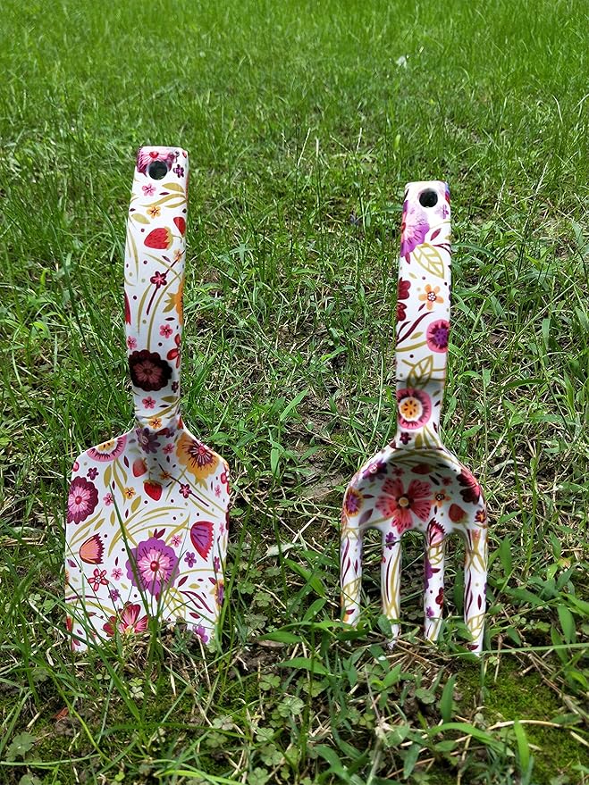 Floral Print Garden Tools Set for Women Trowel and Fork